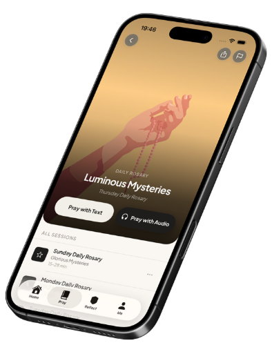 Solua app showing the Luminous Mysteries of the Daily Rosary
